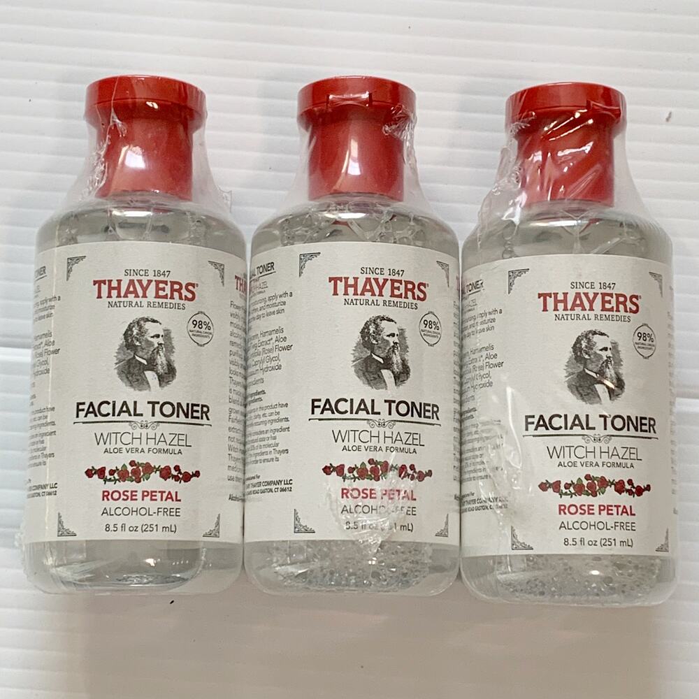 Thayers Facial Toner LOT of 3 Witch Hazel Rose Petal Aloe Vera 8.5 fl oz Sealed